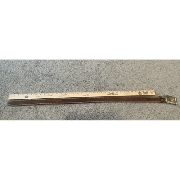 Vintage Bona Allen Brown Leather Belt With Gold And Silver Tone Western‎ Buckle - Picture 4 of 8